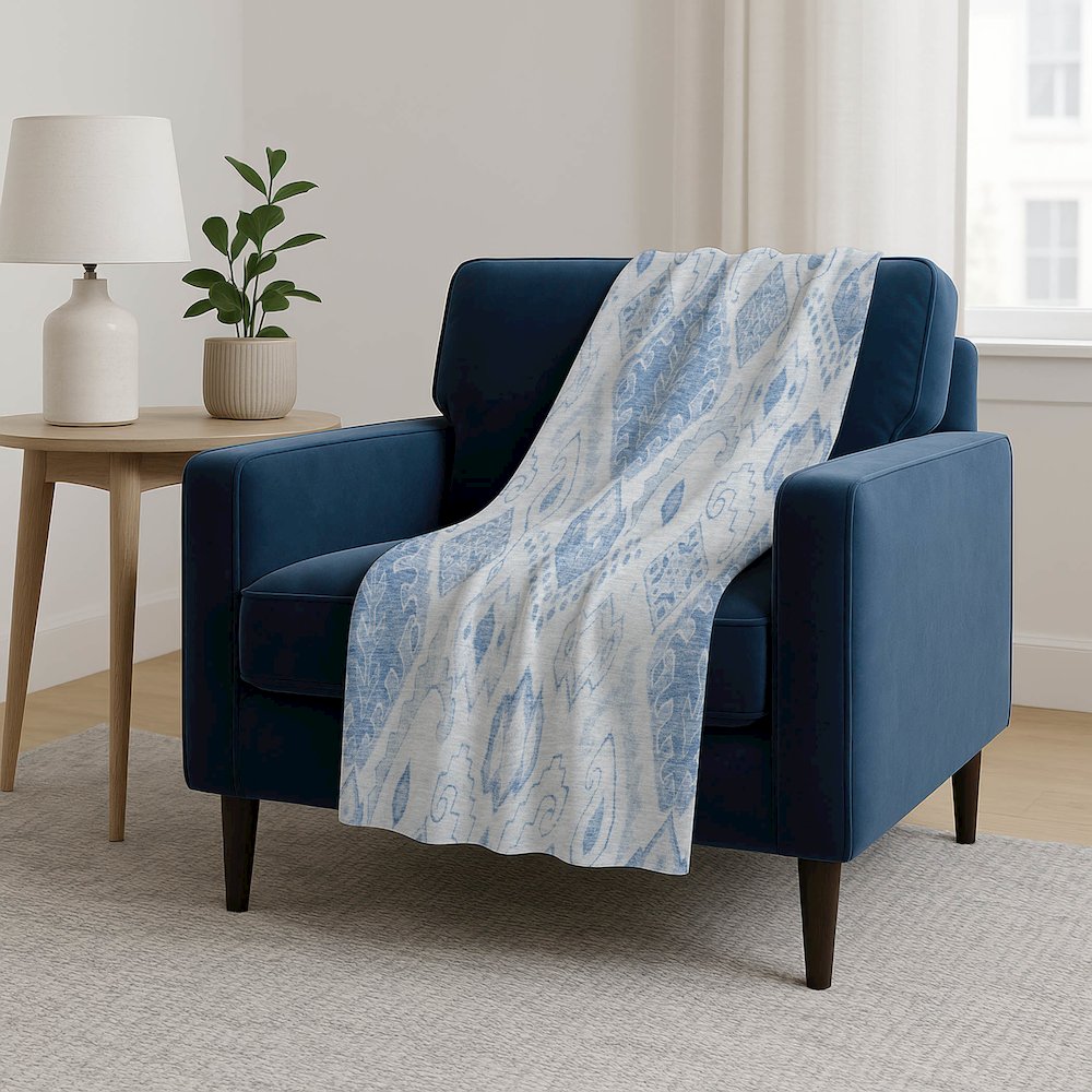 Premium Machine Washable ASB776 Blue 50" x 70" Sherpa Throw Blanket. Picture 5