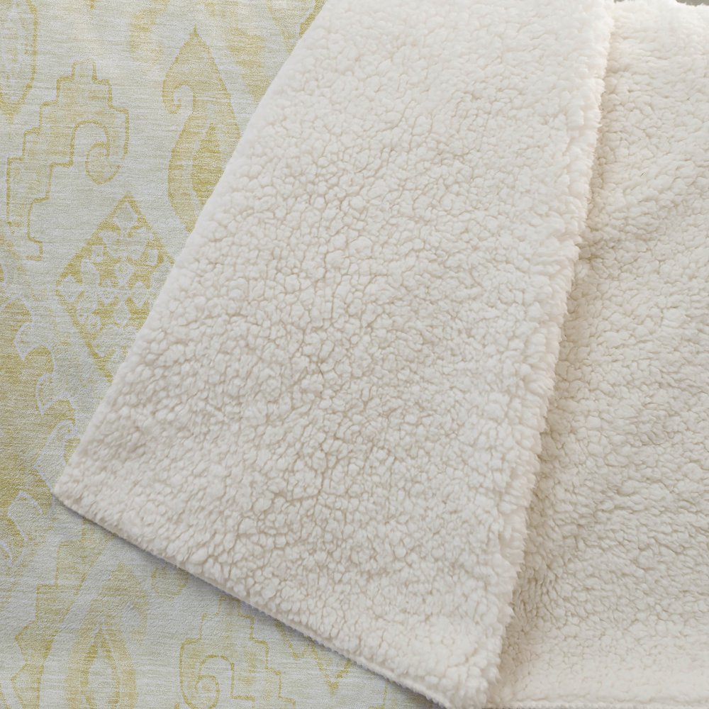 Premium Machine Washable ASB776 Gold 50" x 70" Sherpa Throw Blanket. Picture 2