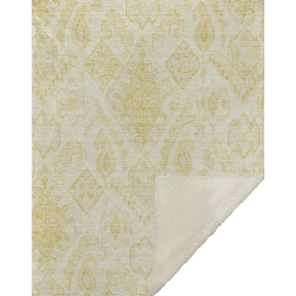 Premium Machine Washable ASB776 Gold 50" x 70" Sherpa Throw Blanket. Picture 1