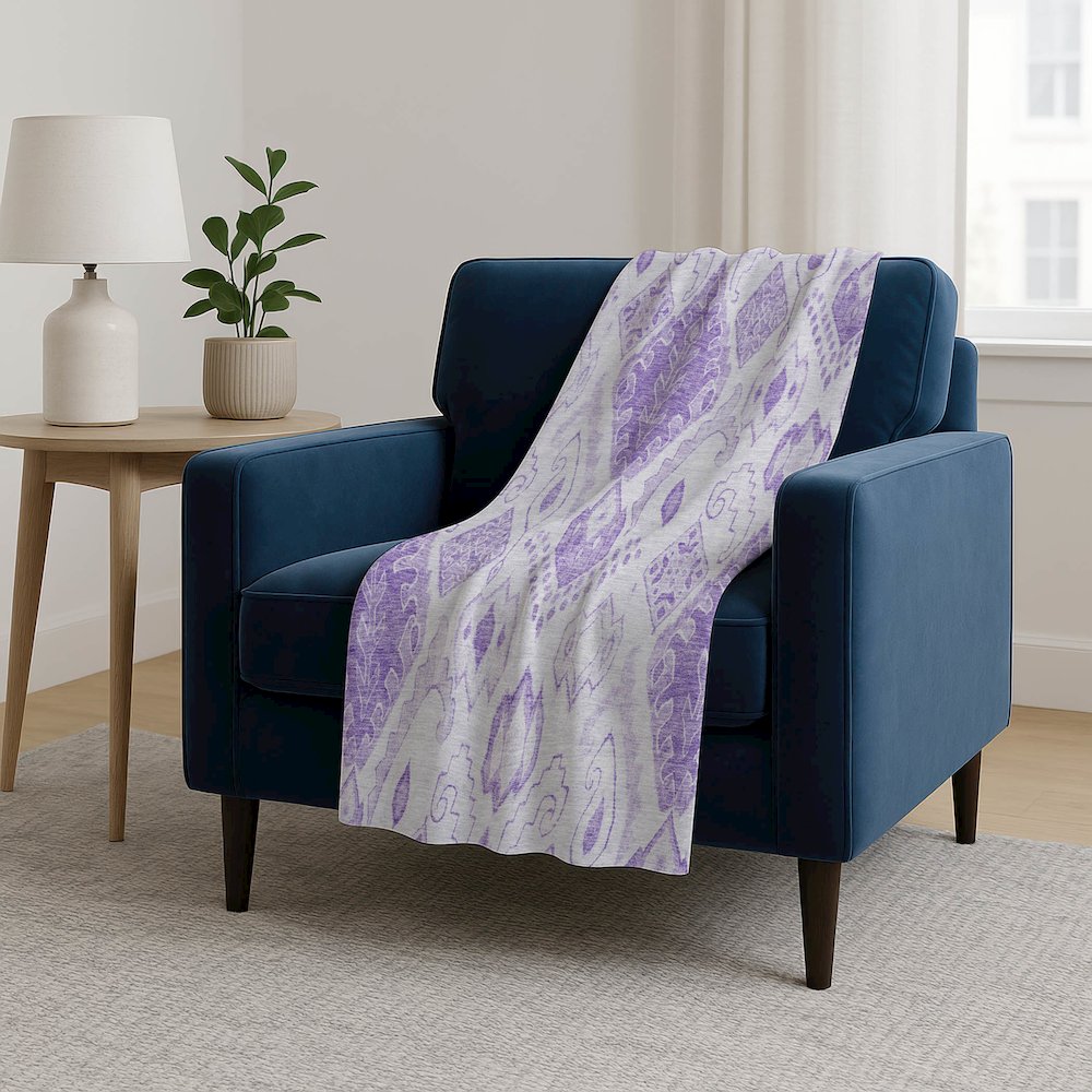 Premium Machine Washable ASB776 Purple 50" x 70" Sherpa Throw Blanket. Picture 5