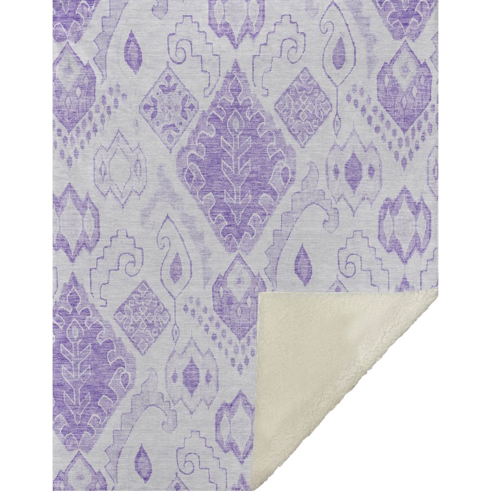 Premium Machine Washable ASB776 Purple 50" x 70" Sherpa Throw Blanket. Picture 1