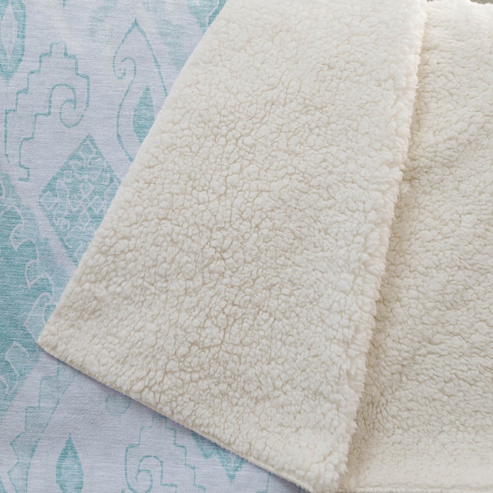 Premium Machine Washable ASB776 Teal 50" x 70" Sherpa Throw Blanket. Picture 2