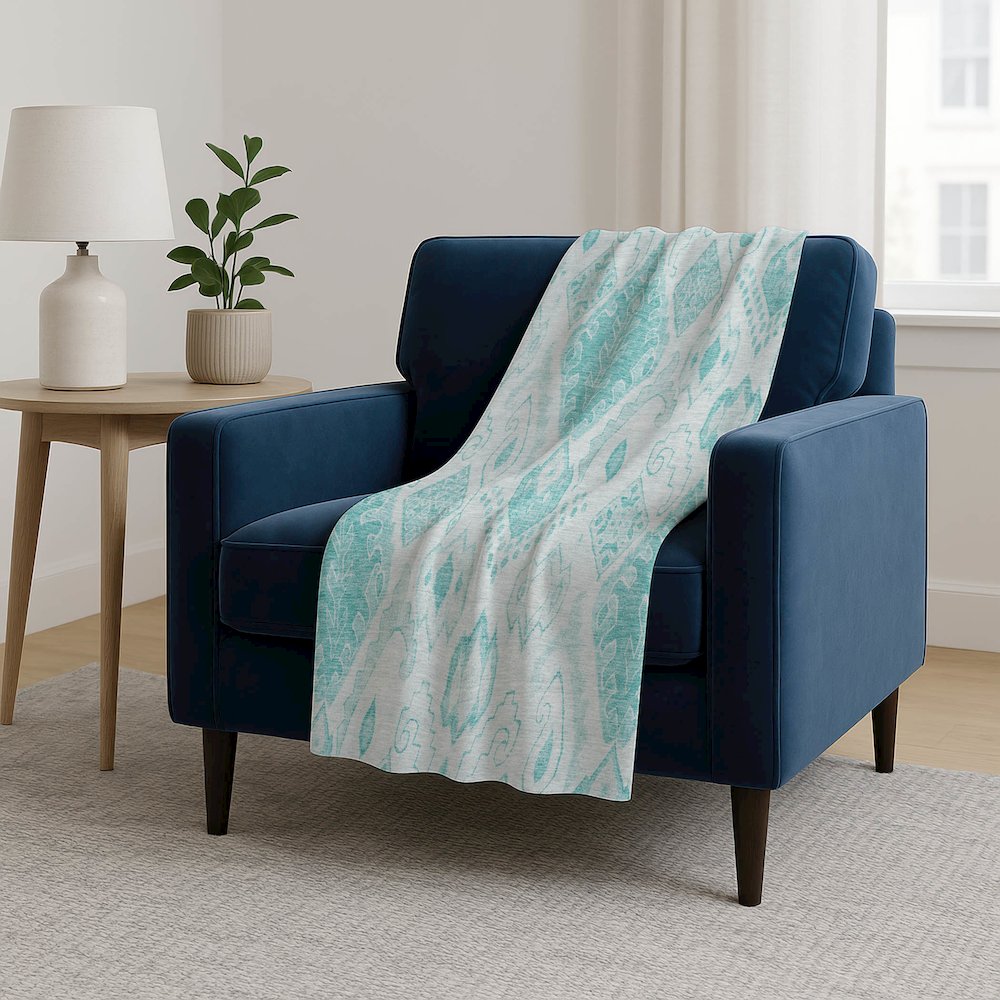 Premium Machine Washable ASB776 Teal 50" x 70" Sherpa Throw Blanket. Picture 5