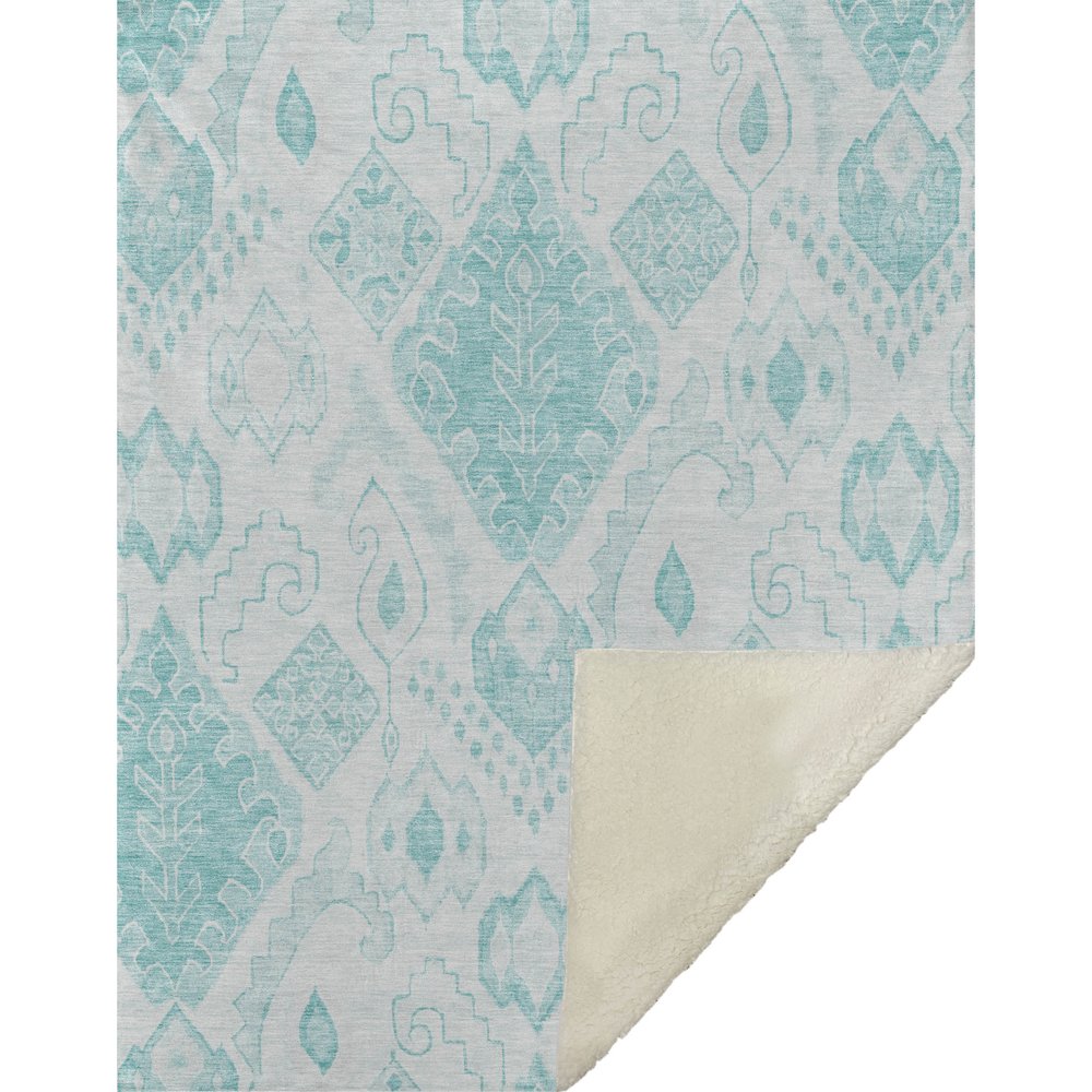Premium Machine Washable ASB776 Teal 50" x 70" Sherpa Throw Blanket. Picture 1