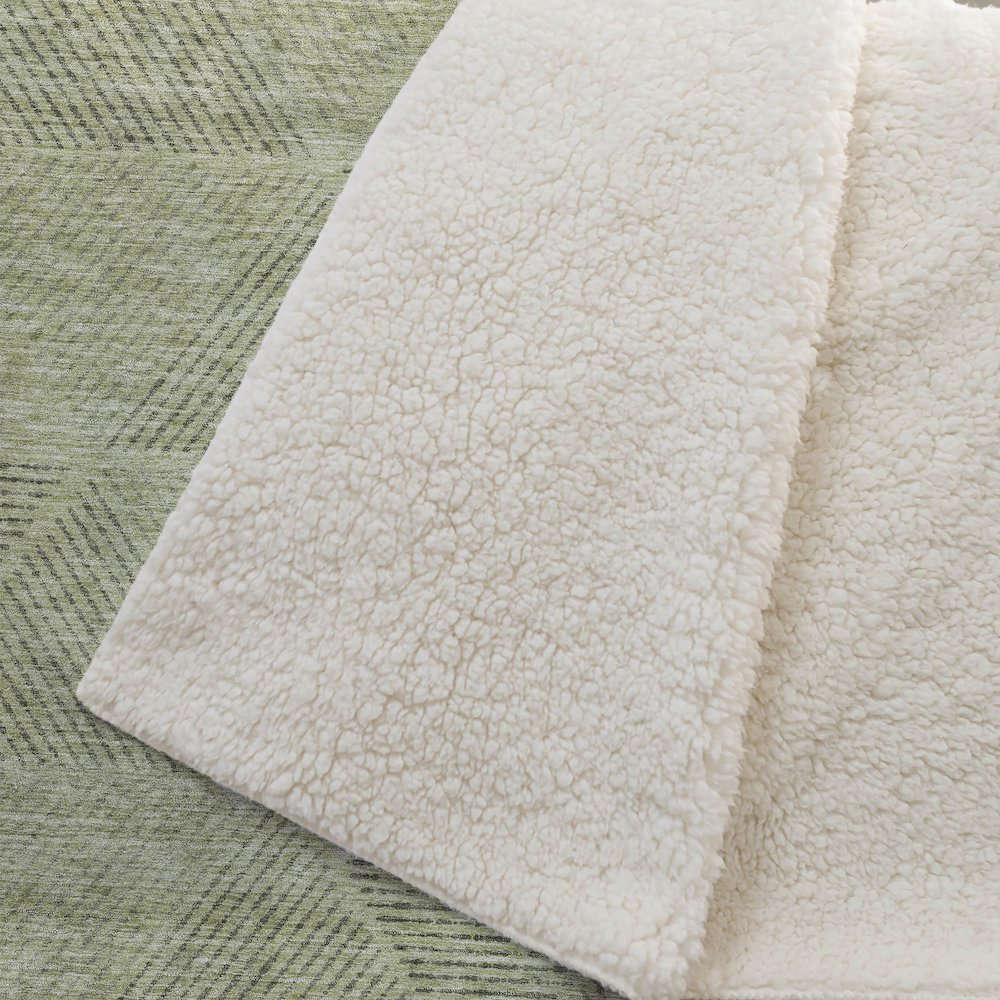 Premium Machine Washable ASB777 Aloe 50" x 70" Sherpa Throw Blanket. Picture 2