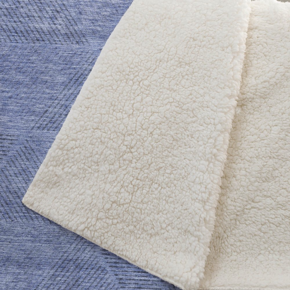 Premium Machine Washable ASB777 Blue 50" x 70" Sherpa Throw Blanket. Picture 2