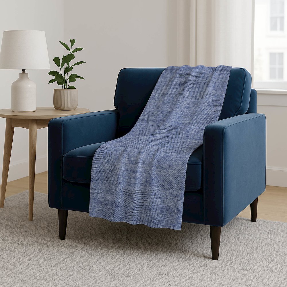 Premium Machine Washable ASB777 Blue 50" x 70" Sherpa Throw Blanket. Picture 5