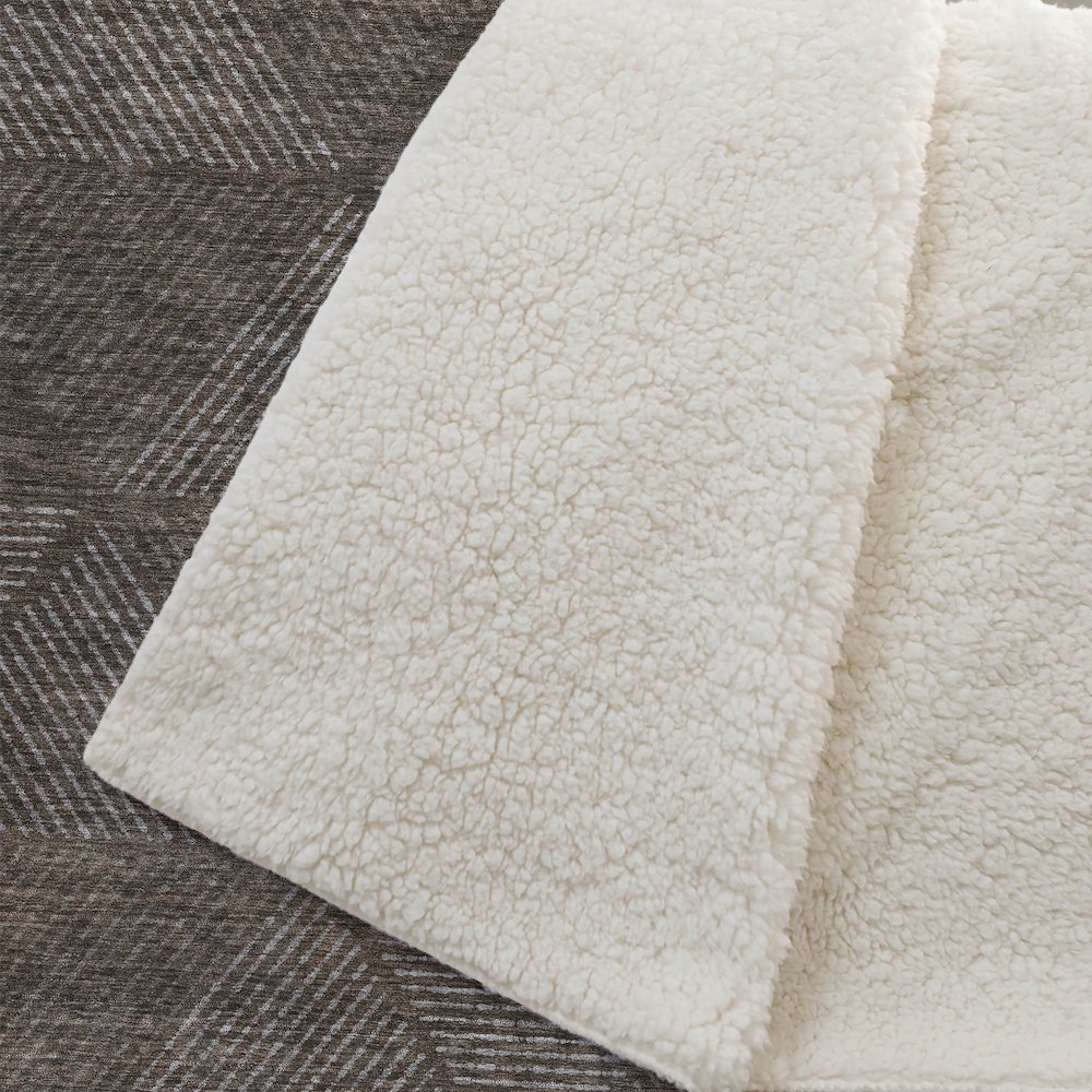 Premium Machine Washable ASB777 Brown 50" x 70" Sherpa Throw Blanket. Picture 2