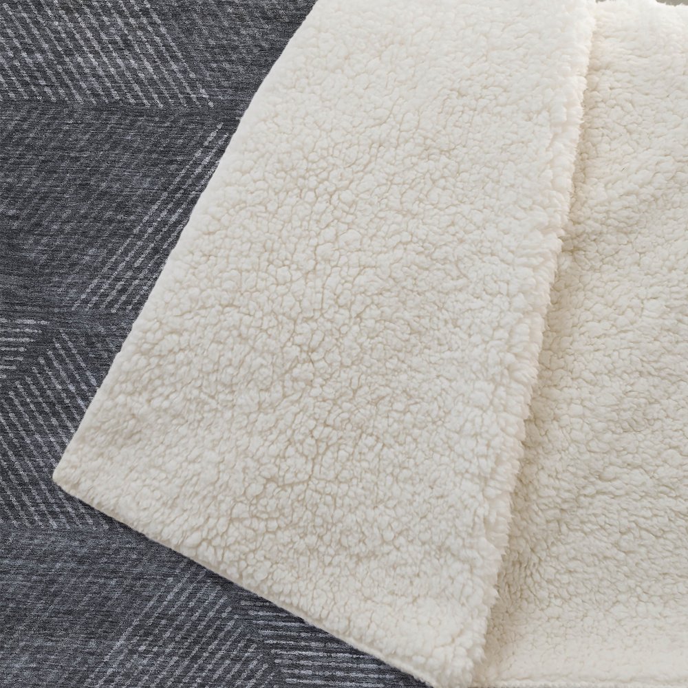 Premium Machine Washable ASB777 Charcoal 50" x 70" Sherpa Throw Blanket. Picture 2
