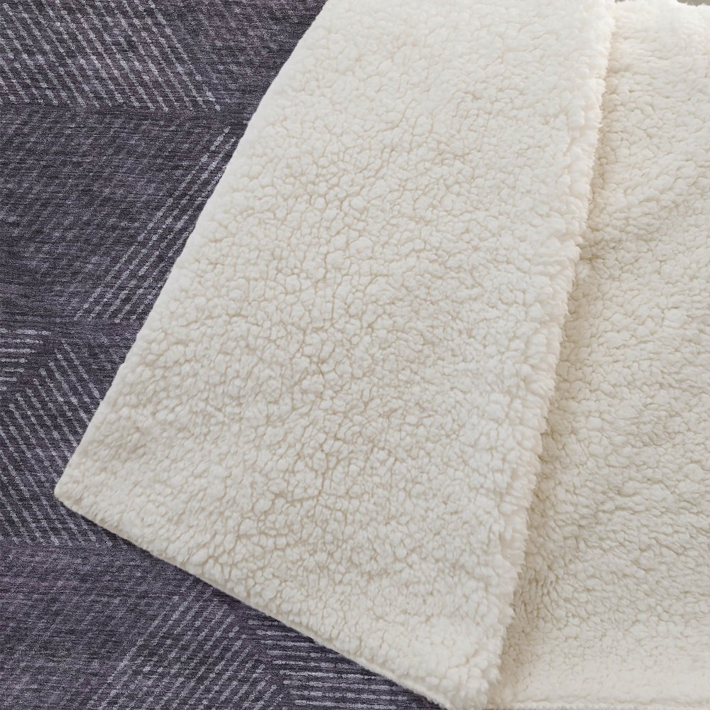 Premium Machine Washable ASB777 Eggplant 50" x 70" Sherpa Throw Blanket. Picture 2