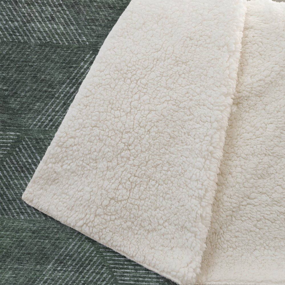 Premium Machine Washable ASB777 Fern 50" x 70" Sherpa Throw Blanket. Picture 2