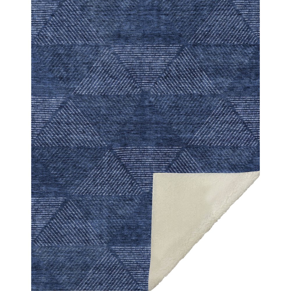 Premium Machine Washable ASB777 Navy 50" x 70" Sherpa Throw Blanket. Picture 1