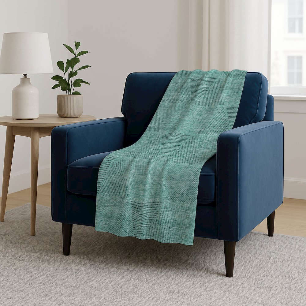 Premium Machine Washable ASB777 Teal 50" x 70" Sherpa Throw Blanket. Picture 5