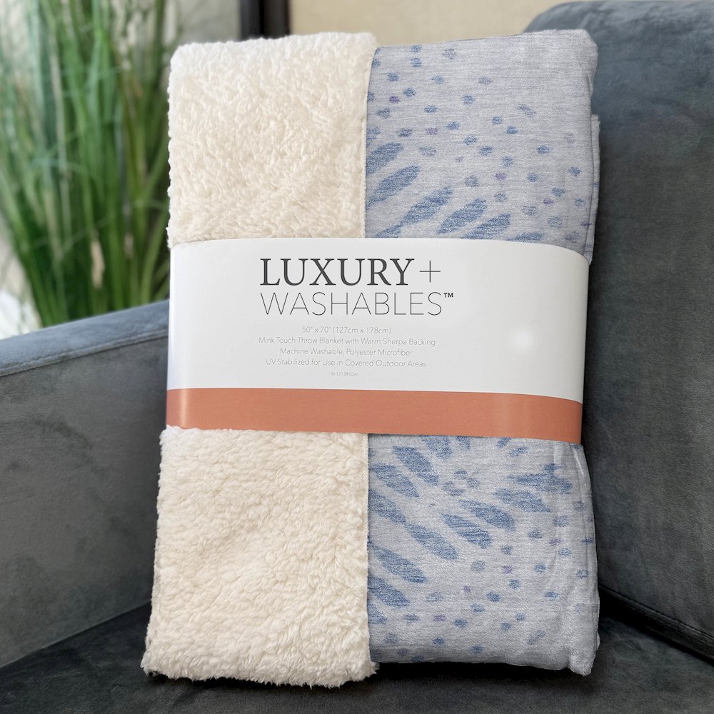 Premium Machine Washable ASB778 Blue 50" x 70" Sherpa Throw Blanket. Picture 3