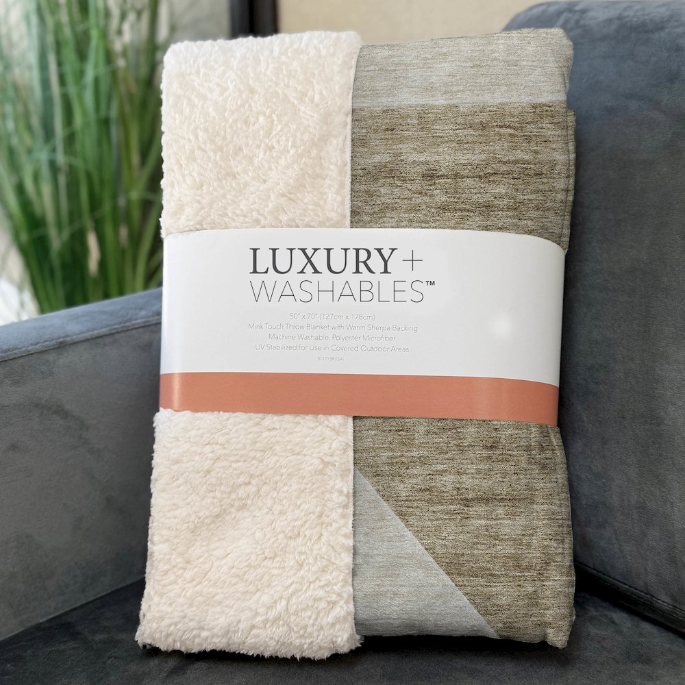 Premium Machine Washable ASB779 Beige 50" x 70" Sherpa Throw Blanket. Picture 3