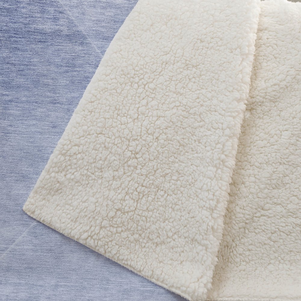 Premium Machine Washable ASB779 Blue 50" x 70" Sherpa Throw Blanket. Picture 2