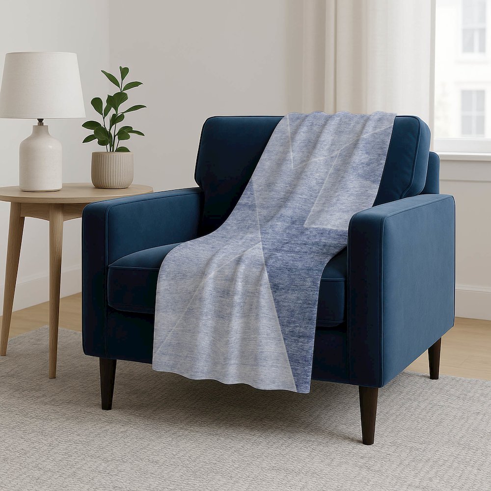 Premium Machine Washable ASB779 Blue 50" x 70" Sherpa Throw Blanket. Picture 5