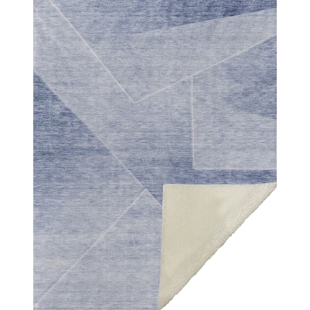 Premium Machine Washable ASB779 Blue 50" x 70" Sherpa Throw Blanket. Picture 1