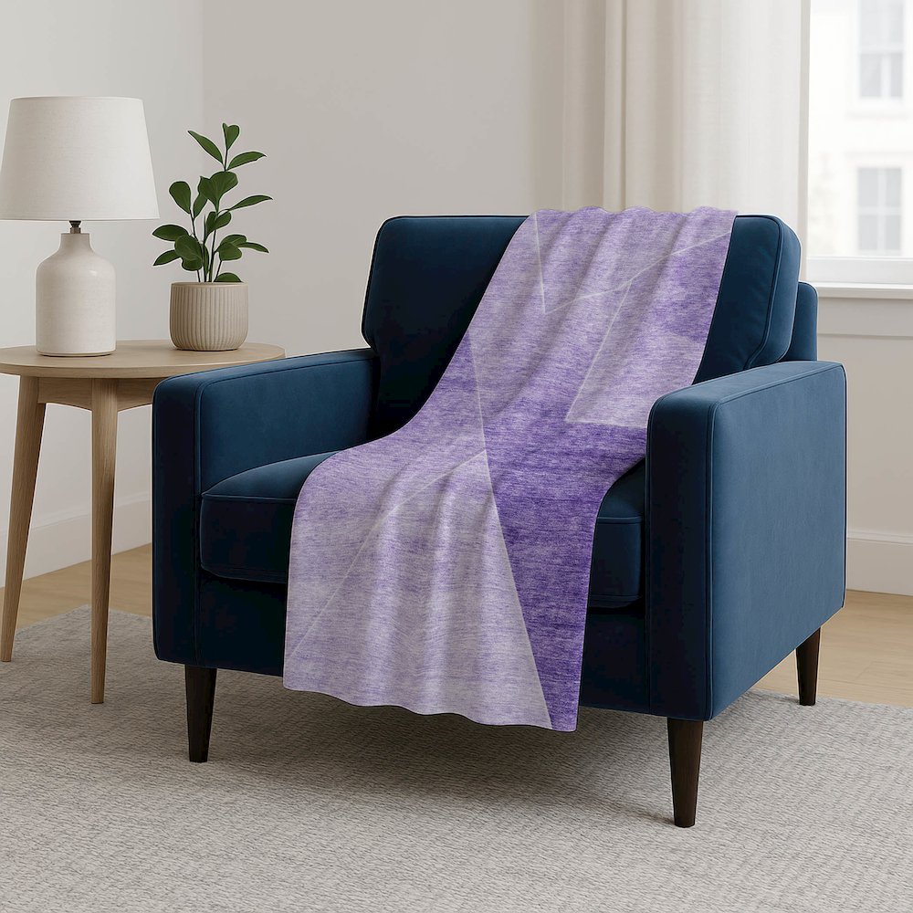Premium Machine Washable ASB779 Purple 50" x 70" Sherpa Throw Blanket. Picture 5