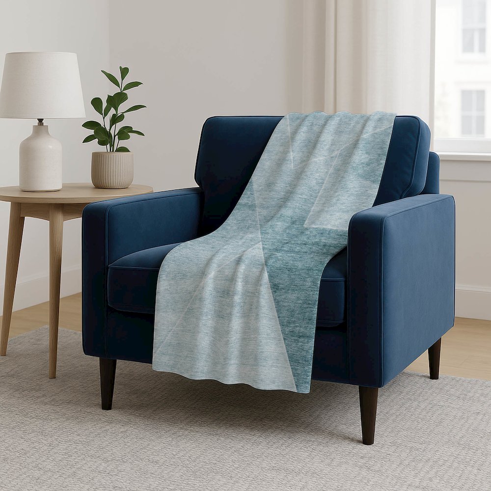 Premium Machine Washable ASB779 Teal 50" x 70" Sherpa Throw Blanket. Picture 5