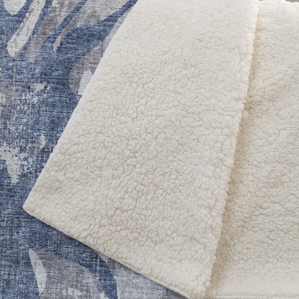 Premium Machine Washable ASB77 Blue 50" x 70" Sherpa Throw Blanket. Picture 2
