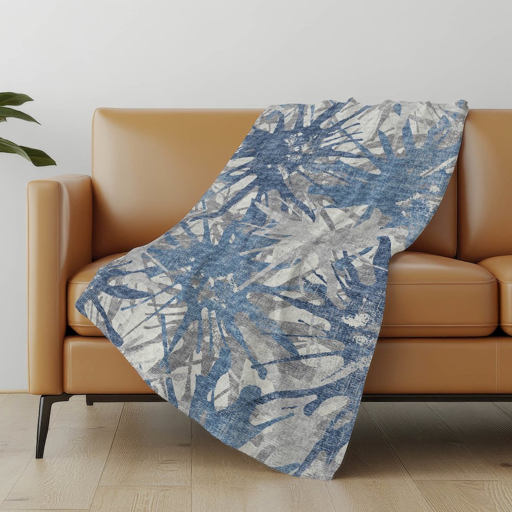 Premium Machine Washable ASB77 Blue 50" x 70" Sherpa Throw Blanket. Picture 4