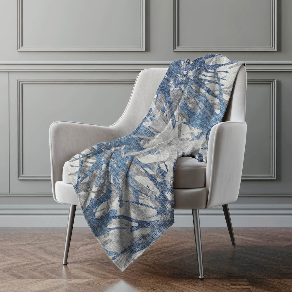 Premium Machine Washable ASB77 Blue 50" x 70" Sherpa Throw Blanket. Picture 5