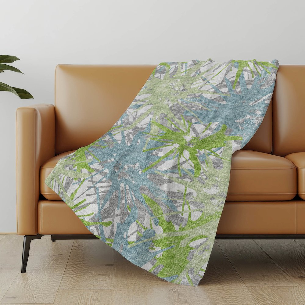 Premium Machine Washable ASB77 Green 50" x 70" Sherpa Throw Blanket. Picture 4