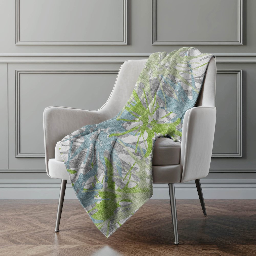 Premium Machine Washable ASB77 Green 50" x 70" Sherpa Throw Blanket. Picture 5