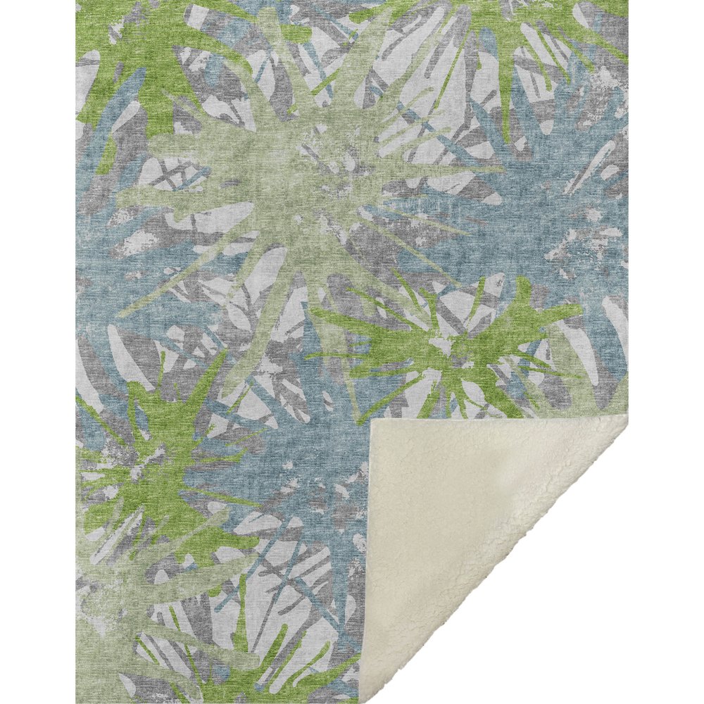 Premium Machine Washable ASB77 Green 50" x 70" Sherpa Throw Blanket. Picture 1