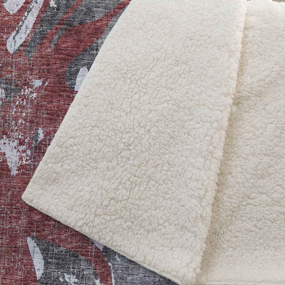 Premium Machine Washable ASB77 Red 50" x 70" Sherpa Throw Blanket. Picture 2
