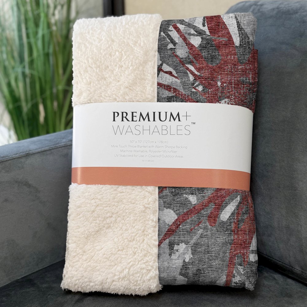 Premium Machine Washable ASB77 Red 50" x 70" Sherpa Throw Blanket. Picture 3