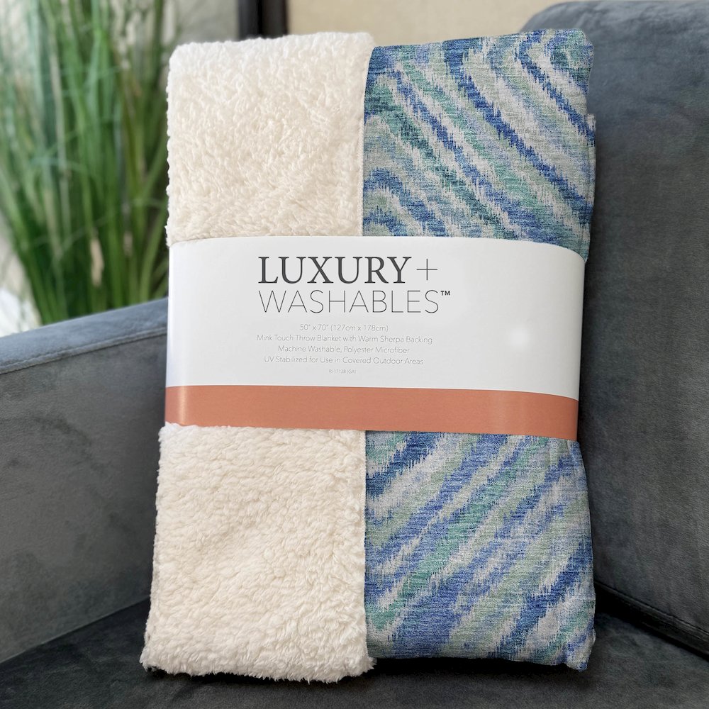 Premium Machine Washable ASB780 Blue 50" x 70" Sherpa Throw Blanket. Picture 3