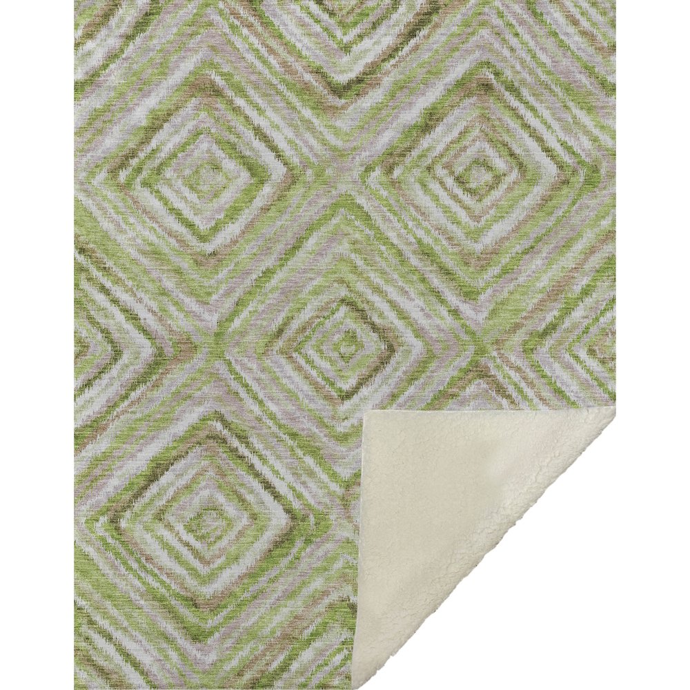 Premium Machine Washable ASB780 Green 50" x 70" Sherpa Throw Blanket. Picture 1