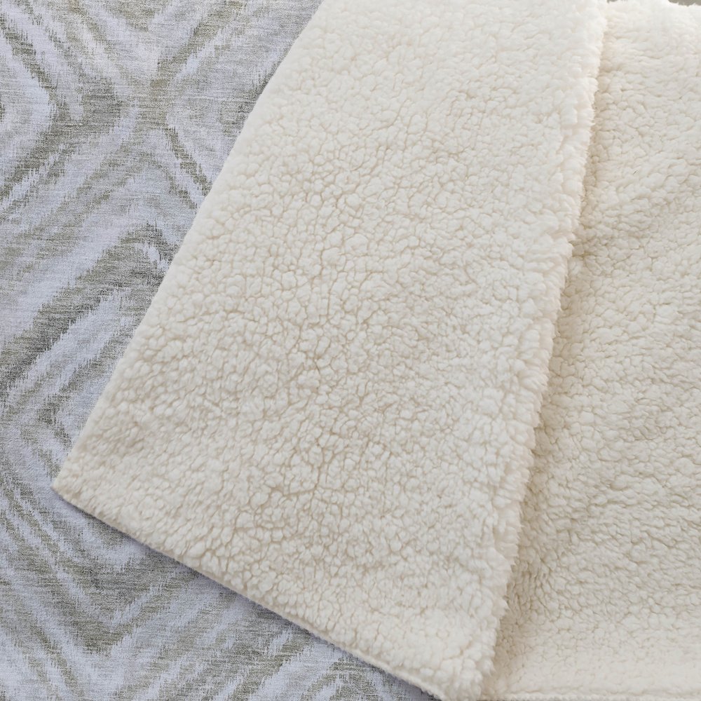 Premium Machine Washable ASB781 Beige 50" x 70" Sherpa Throw Blanket. Picture 2