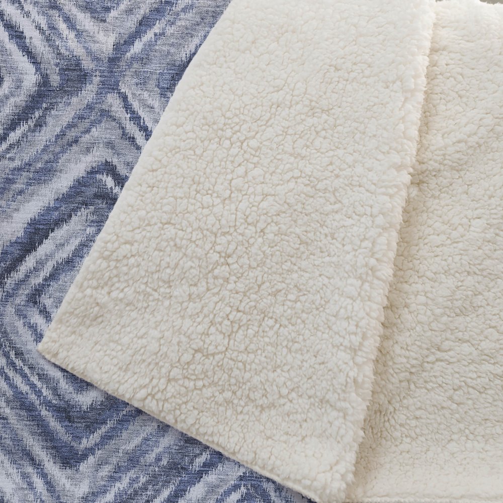 Premium Machine Washable ASB781 Blue 50" x 70" Sherpa Throw Blanket. Picture 2