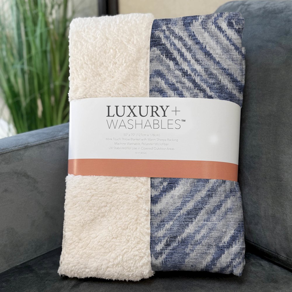 Premium Machine Washable ASB781 Blue 50" x 70" Sherpa Throw Blanket. Picture 3
