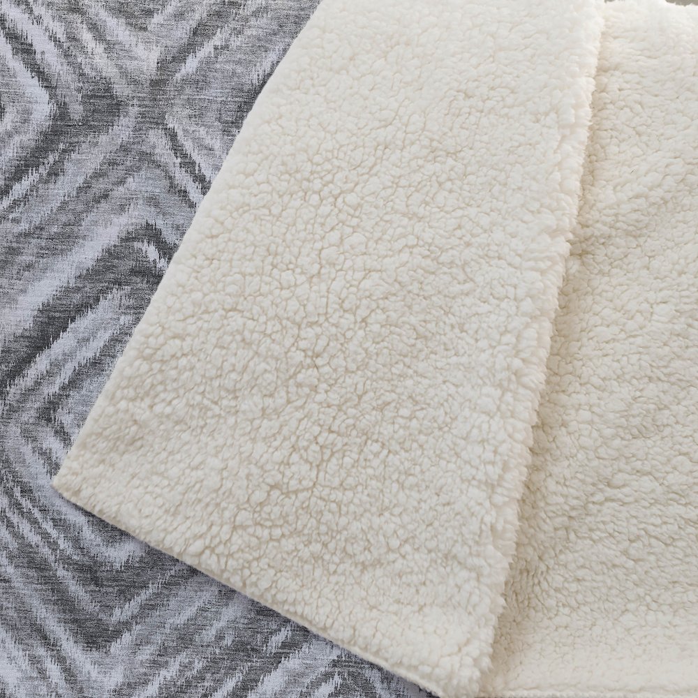 Premium Machine Washable ASB781 Gray 50" x 70" Sherpa Throw Blanket. Picture 2