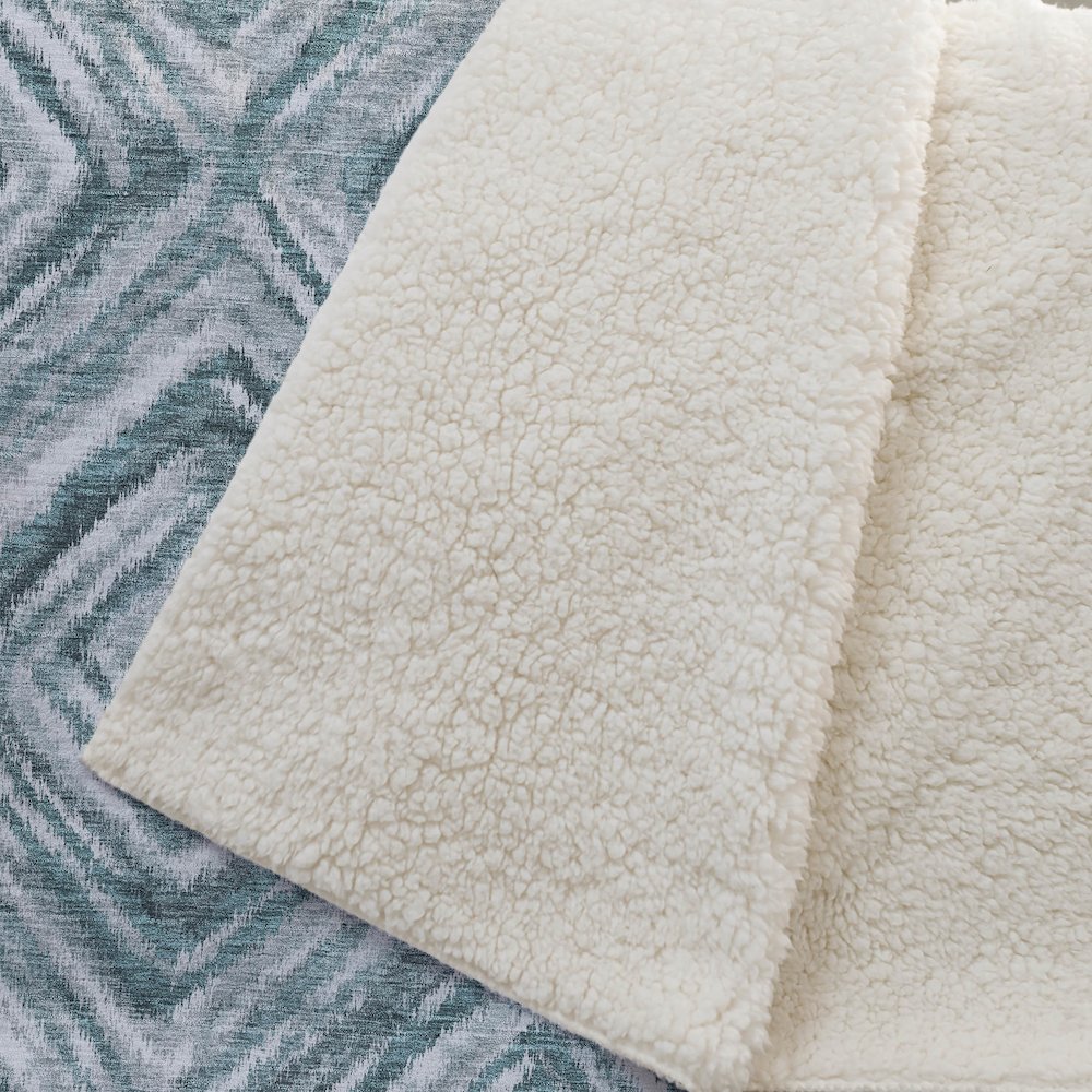 Premium Machine Washable ASB781 Teal 50" x 70" Sherpa Throw Blanket. Picture 2