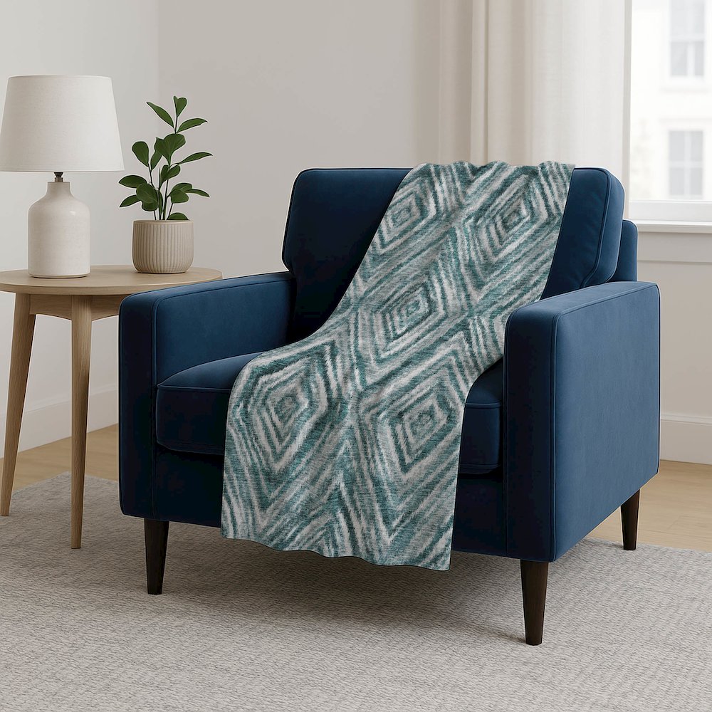 Premium Machine Washable ASB781 Teal 50" x 70" Sherpa Throw Blanket. Picture 5