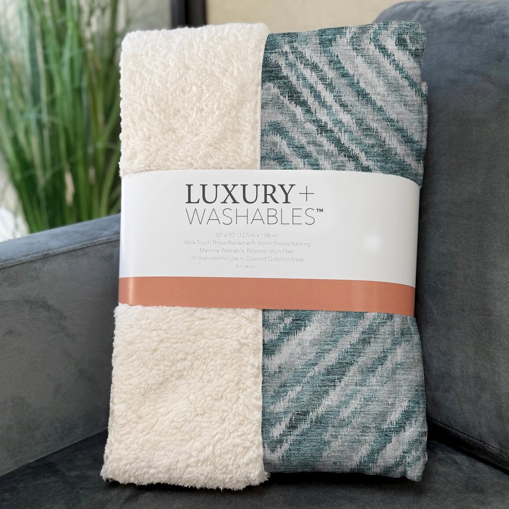 Premium Machine Washable ASB781 Teal 50" x 70" Sherpa Throw Blanket. Picture 3