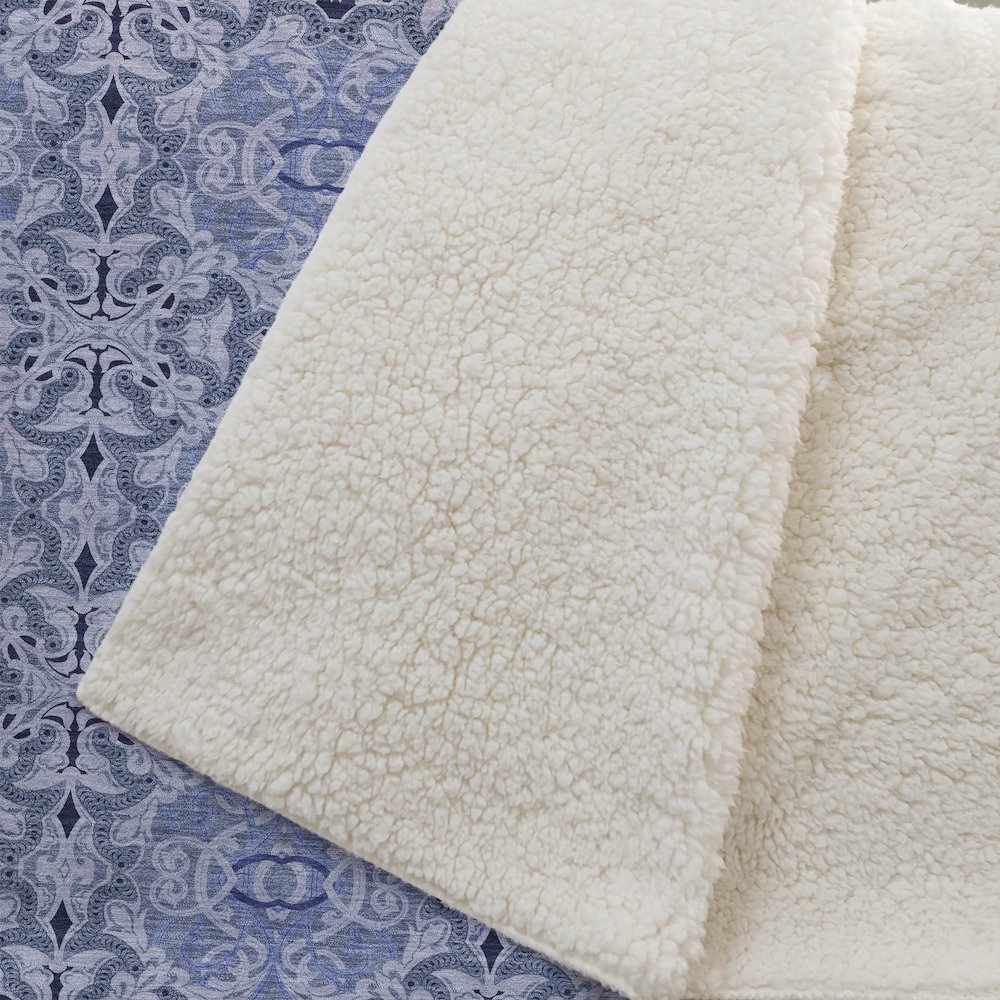 Premium Machine Washable ASB783 Blue 50" x 70" Sherpa Throw Blanket. Picture 2