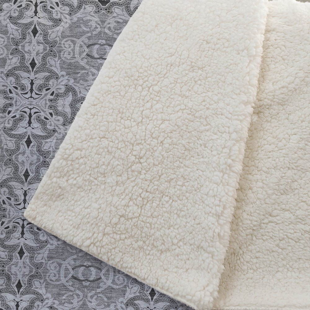 Premium Machine Washable ASB783 Gray 50" x 70" Sherpa Throw Blanket. Picture 2