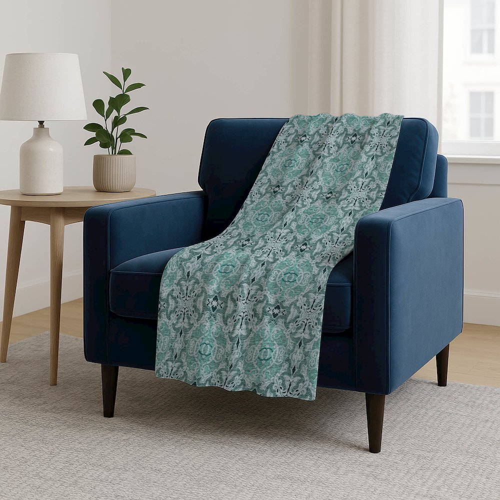 Premium Machine Washable ASB783 Teal 50" x 70" Sherpa Throw Blanket. Picture 5