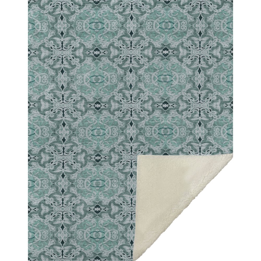 Premium Machine Washable ASB783 Teal 50" x 70" Sherpa Throw Blanket. Picture 1