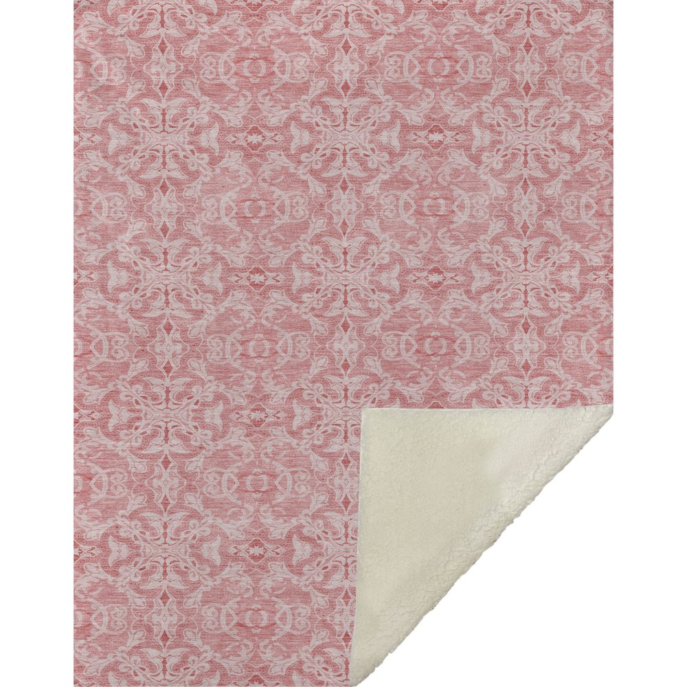 Premium Machine Washable ASB784 Pink 50" x 70" Sherpa Throw Blanket. Picture 1
