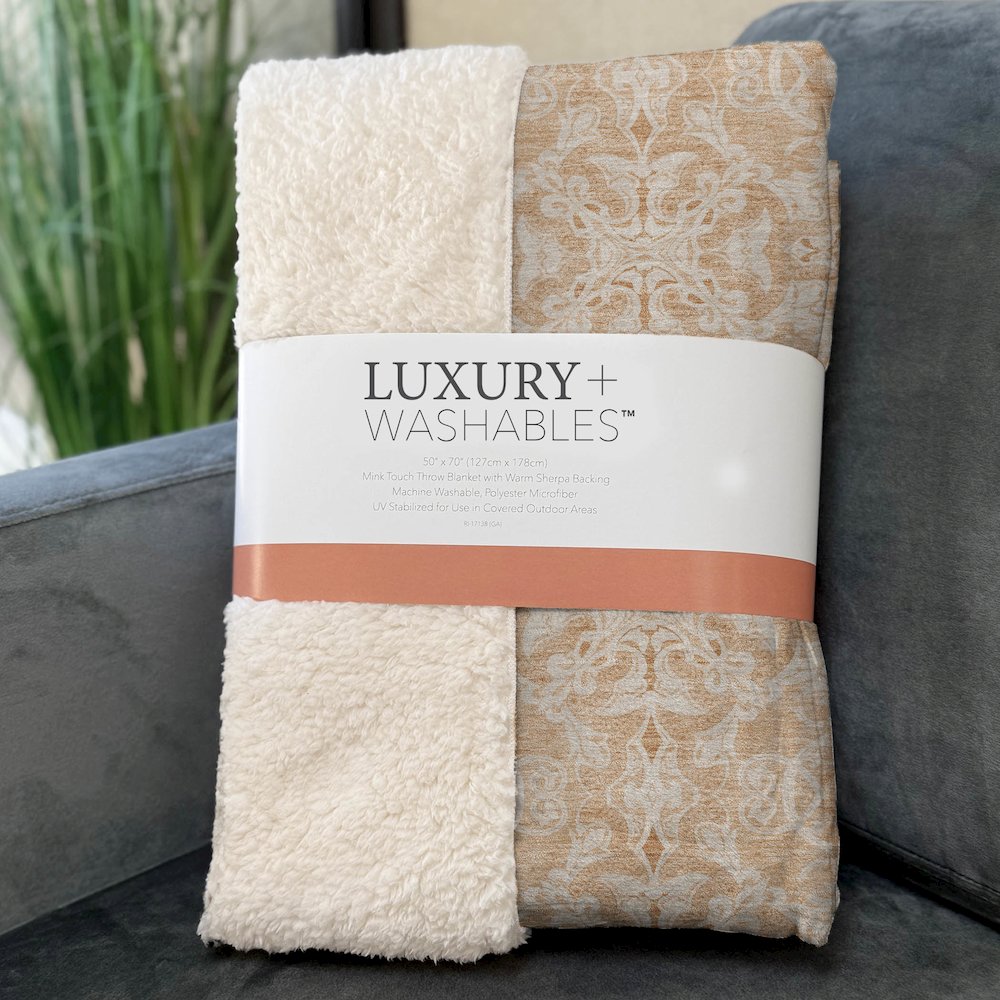 Premium Machine Washable ASB784 Salmon 50" x 70" Sherpa Throw Blanket. Picture 3