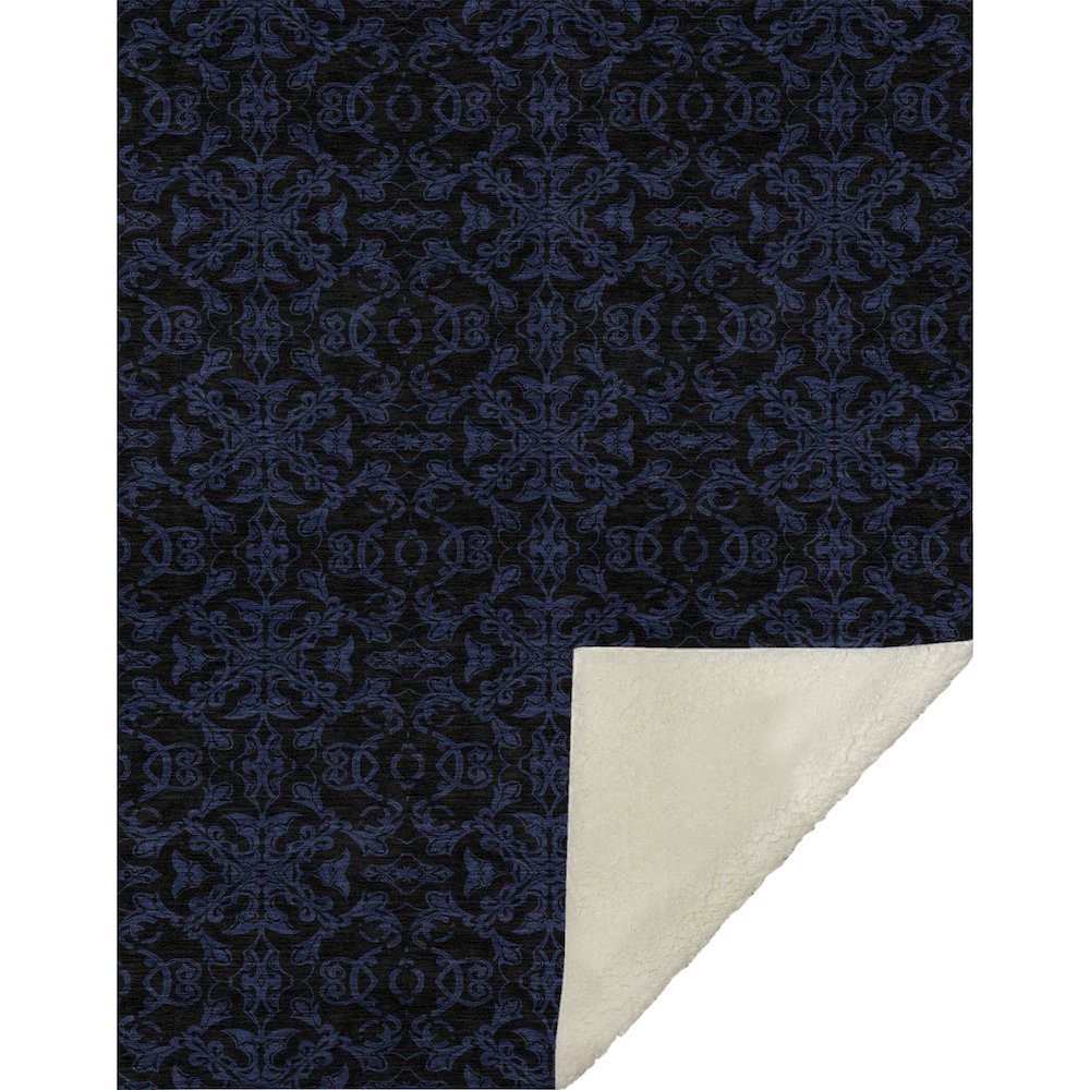 Premium Machine Washable ASB785 Blue 50" x 70" Sherpa Throw Blanket. Picture 1