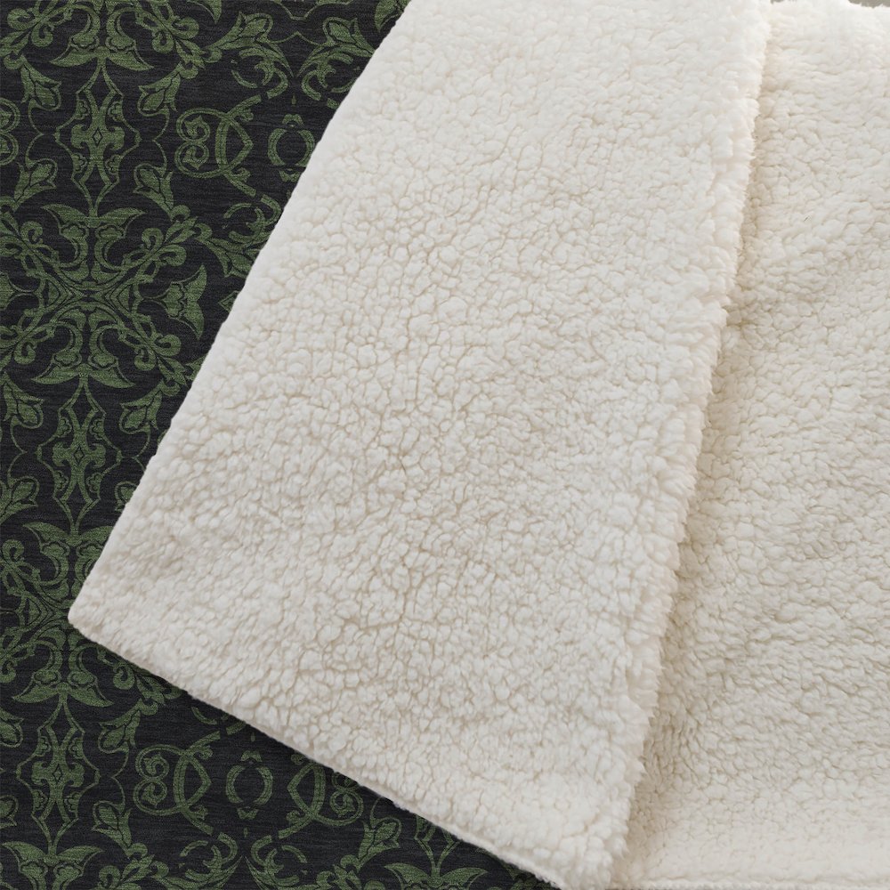 Premium Machine Washable ASB785 Olive 50" x 70" Sherpa Throw Blanket. Picture 2