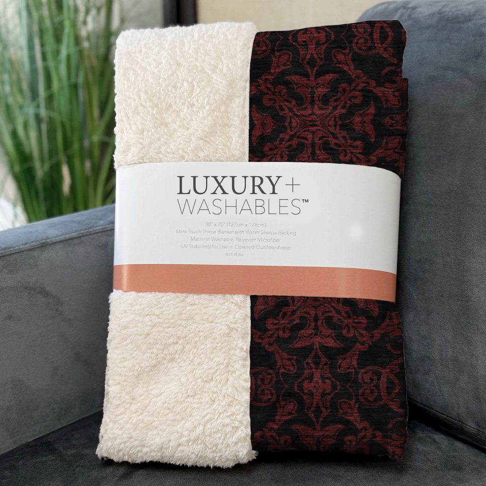 Premium Machine Washable ASB785 Red 50" x 70" Sherpa Throw Blanket. Picture 3